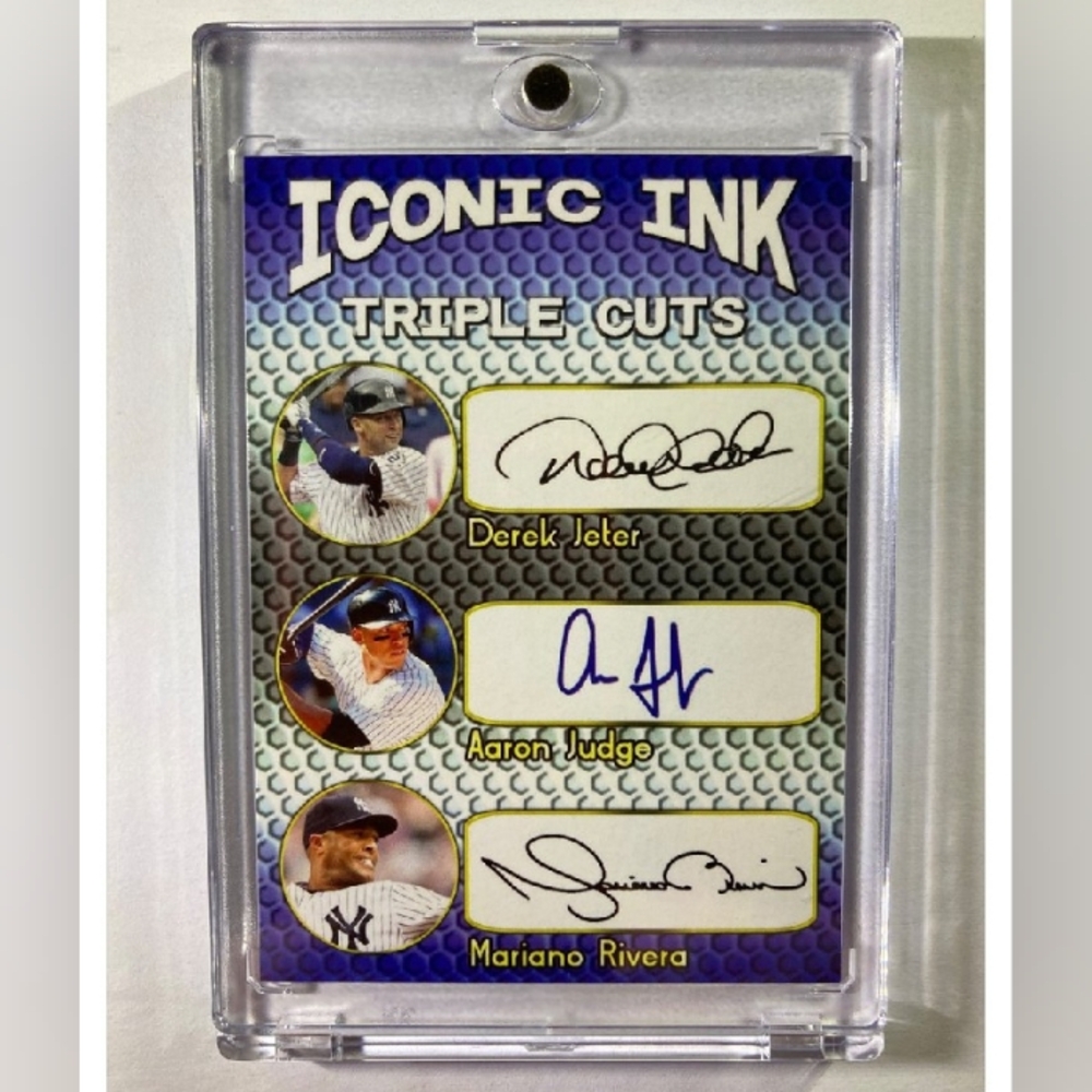 🔥Derek Jeter/Aaron Judge/Mariano Rivera Iconic Ink Triple Cuts Auto Facsimile